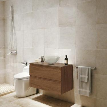 Imagem de Gabinete para Banheiro Jess 80  C/ Cuba Vidro - Astral Design, Freijo