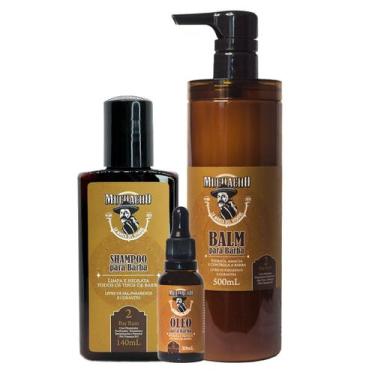 Imagem de Kit Shampoo para Barba Frasco + Balm para Barba 500g + Óleo para Barba
