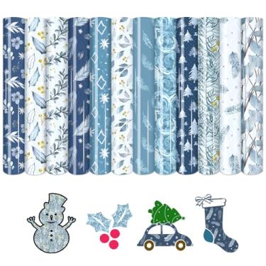 Imagem de HTVSTD Vinil de Transferência de Calor de Natal - 12 Folhas 12 * 10" Padrão de Floco de Neve Htv Padrão de Passar Em Vinil para Camisetas Compatível com Cricut/Silhoutte Cameo