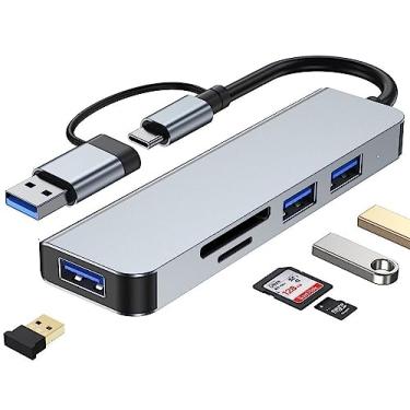Imagem de VIENON Hub USB-C de alumínio 5 em 1 com leitor de cartão de memória e 3 portas USB 3.0, para PC, laptops, MacBook Pro/Air, iMac Pro, Surface e Tablet