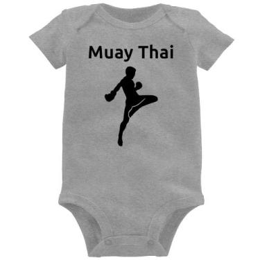 Imagem de Body Bebê Muay Thai - Foca na Moda, Cinza, P