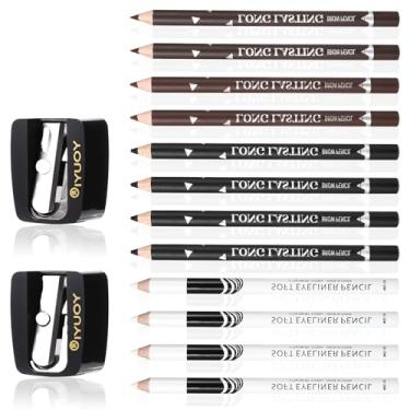 Imagem de DIVINA VITAE 12 lápis de barbeiro para alinhamento, lápis de barba com 2 apontadores embutidos, lápis de cabelo em spray de aprimoramento de barbeiro para homens e mulheres (preto, marrom claro,