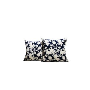 Imagem de Capas para Almofadas 50 x 50 Estampa Floral Tecido Algodão Cor Azul Co