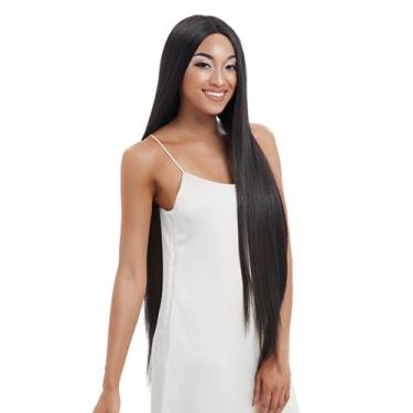 Imagem de Peruca Preta Lisa Longa 100cm Fibra Orgânica Super Natural - GM Hair