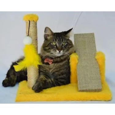 Imagem de Arranhador Gangorra Com Bolinha - Akara do Gato, Amarelo