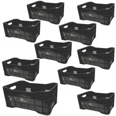 Imagem de Kit 10 Caixas Plásticas 36L Hortifrúti Agrícola Organizadora - PC Cozi