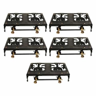 Imagem de Kit 5 Fogareiro 2 bocas Ferro Fundido Caminhão Camping Pesca - PC Cozi