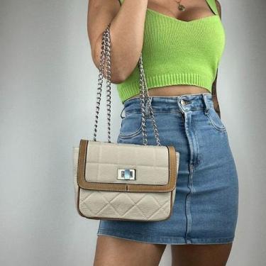 Imagem de Bolsa recuo em couro legítimo b.1067, Cru caramelo