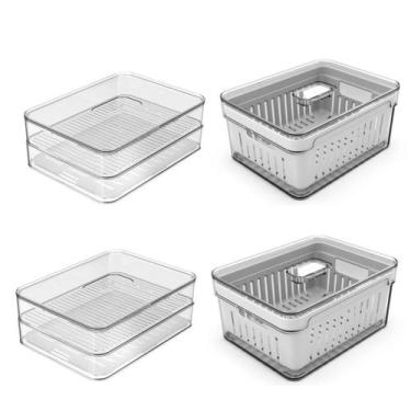 Imagem de Kit 4 pc Porta Frios e Organizador de Geladeira Clear - Ou