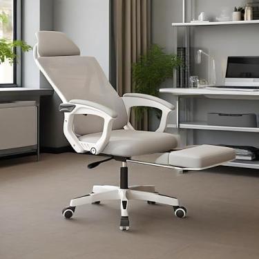 Imagem de Cadeira ergonômica de escritório, Cadeira de mesa para escritório em casa Cadeiras giratórias de trabalho com encosto alto em malha e rodinhas para casa, escritório, jogos,Gray