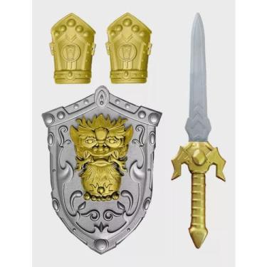 Imagem de Kit Fantasia De Cavaleiro Medieval Com Espada Escudos Infantil