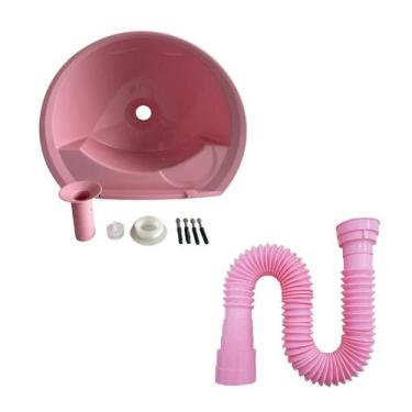 Imagem de Pia Lavatório Banheiro Plástico 4L Rosa + Sif - Astra, Rosa