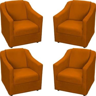 Imagem de Kit 4 Poltronas Mila Pé De Plástico Cromado - Terracota Suede