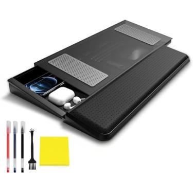 Imagem de Suporte de teclado de computador com descanso de pulso e bandeja de armazenamento - Suporte de teclado de acrílico para decoração de acessórios de mesa de escritório, suporte ergonômico para digitação