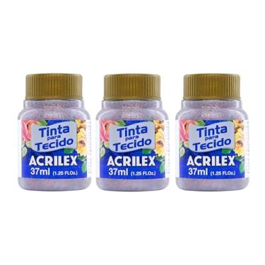 Imagem de Kit Com 3 Tintas para Tecido com Glitter Acrilex 37ml – Brilho Intenso, Alta Cobertura e Fixação a Frio para Suas Criações acabamento cintilante, alta cobertura e durabilidade superior, sendo ideais para customização de roupas, acessórios, peças decorativas e projetos artísticos em geral. (Cobre 203