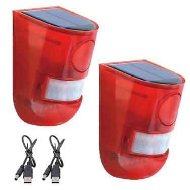 Imagem de QXMH - Alarme Solar Com Som E Luz, Sensor De Movimento Externo, Sistema Segurança Alerta Flash 6 Leds, Sirene Para Cachorro Assando 110 Db À Prova D'Água Vila, Fazenda, Galinheiro (Pacote 2)