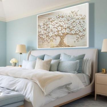 Imagem de Quadro decorativo árvore da vida flores brancas - MeMoldura, 40x60, Mo
