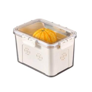 Imagem de Organizador de Geladeira com Tampa e Cesta Divisória, 23,5x16,5x14cm, Transparente/Branco