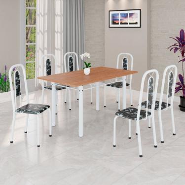 Imagem de Conjunto para Sala de Jantar com 6 Cadeiras Lívia Preto / Branco