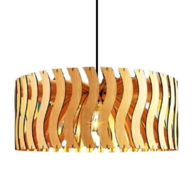Imagem de Luminária Teto Tipo Pendente Senna Mdf - Completa - Onda Mdf Cru