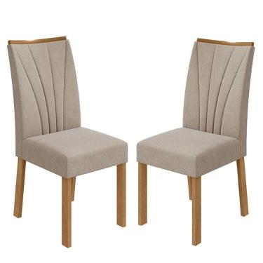 Imagem de Cadeira para Mesa de Jantar Apogeu kit 02 Peças Veludo Naturale Creme Amêndoa Clean – Lopas