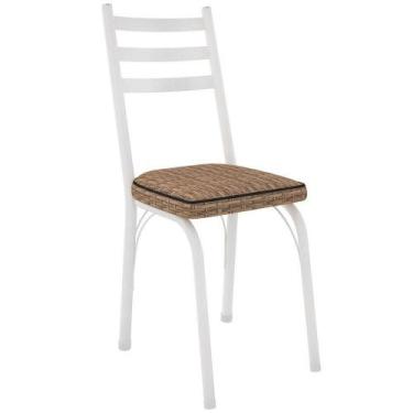 Imagem de Kit 6 Cadeiras Para Cozinha Tubular D-13 Nara De Aço Branco-rattan - A
