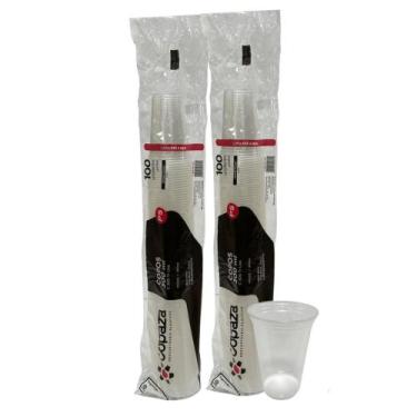 Imagem de 2 Pacotes de Copo de 300ml Liso Translúcido ABNT 2002 Copaza com 100 u
