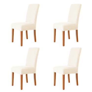 Imagem de Lzyjckh Capas para Cadeiras Parsons Laváveis ​​e Elásticas - Capa para Cadeiras de Sala de Jantar, Capas Removíveis com Encosto Alto para Sala de Jantar, Banquete e Festa,Beige 4pcs