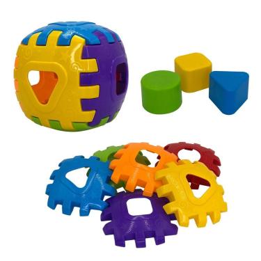 Imagem de Brinquedo De Encaixar Educativo Cubo Didático 3 Unidades Colorido