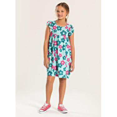 Imagem de Vestido Com Bababo na Manga Verão Menina Verde Floral - Molekada, 12