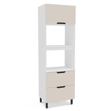 Imagem de Paneleiro Torre Quente 2 Portas 1 Gaveta Meena Politorno Moveis - Branco/Creme