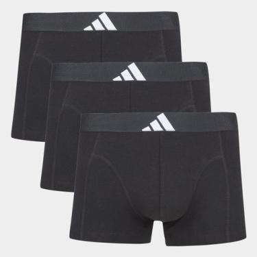 Imagem de Kit Cueca Boxer Adidas 3 Peças, Preto, M