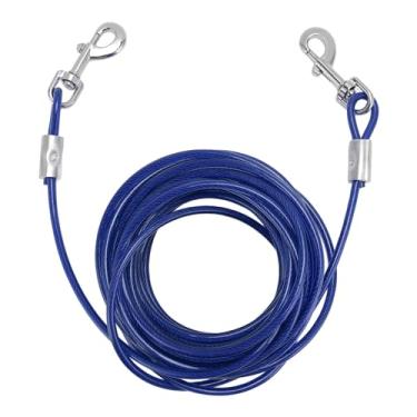 Imagem de Dog Tie Out Cable Steel Wire Double Head Bite Resistant Outdoor Camping Dog Leash para Small Medium Large Dogs (6mmx10m / 0,24inx32,8ft)