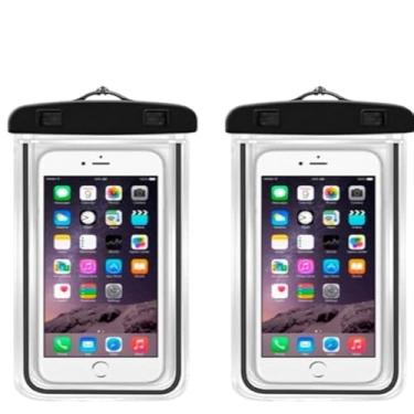 Imagem de 4 Capa Capinha Aprova Dágua Bolsa Impermeável Universal Para Celular (2 UNIDADES COR PRETO)