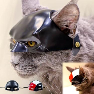Imagem de Máscara de gato atualizada – Máscara de morcego engraçada para gatos com alça ajustável, acessório de vestuário para animais de estimação para festas de cosplay, fantasia felina de Halloween para