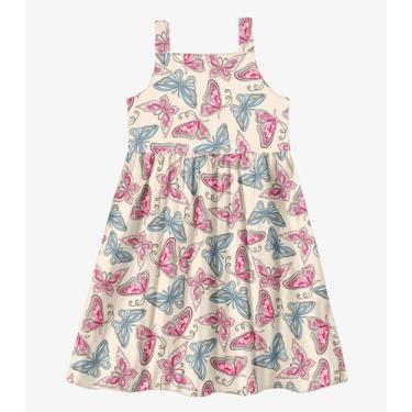 Imagem de Vestido Menina Popeline Borboletas Trick Nick Bege, 2, Bege