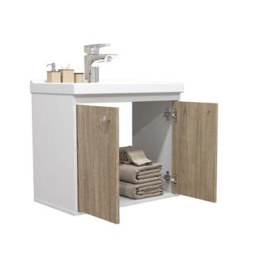 Imagem de Gabinete Banheiro Em Mdf Com Pia Cuba - Bergamo - Riverzza