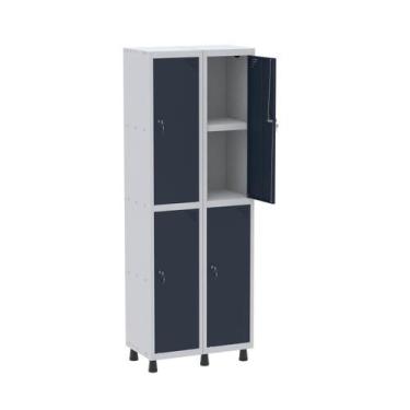 Imagem de Armário Locker 2 Colunas, 4 Portas com Prateleira Central com Duas Cha