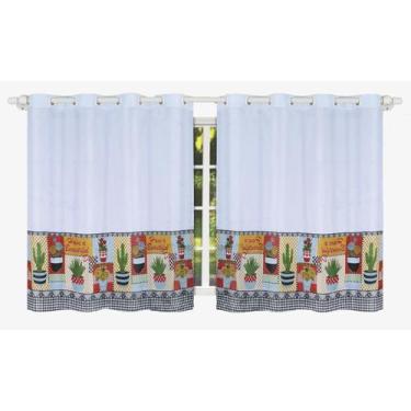 Imagem de Cortina Para Cozinha Tergal Estampada 3M X 1,20M - Branco 8 - Campari