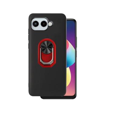 Imagem de DAMONDY Capa fina para REVVL 8 5G, suporte protetor de choque, suporte de 360 anéis, capa traseira para celular T-Mobile REVVL 8 5G - vermelha