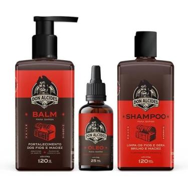 Imagem de Kit Shampoo Balm E Óleo Para Barba Don Alcides Barba Negra