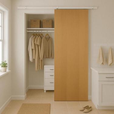 Imagem de Porta de Correr Verniz com Kit Alumínio Colorido - Vanin Portas e Jane