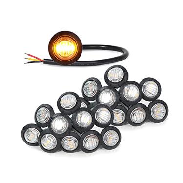 Imagem de MADCATZ (pacote com 20) Lente redonda transparente de 3/10.2 cm âmbar LED 3 diodos selados luzes de sinalização lâmpadas de sinalização à prova de choque reboque caminhão caminhão caminhão 12V DC