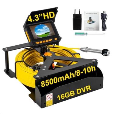 Imagem de SewerInspection Camera 100 FTwith 32 GB CardMeter Counter, SPRIDRAIN 17 mm / 0,67" Câmara Snake de drenagem de esgoto com luz de 4,3" VideoScreen, HD Bore Scope para linha de tubo de drenagem