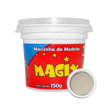 Imagem de Pote Massinha De Modelar Infantil Escolar Atoxica Magix 150g, Branco