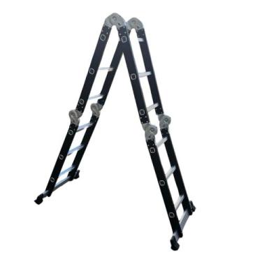 Imagem de Escada De Alumínio Multifuncional Articulada 12 Degraus 4x3 Preto - Fa