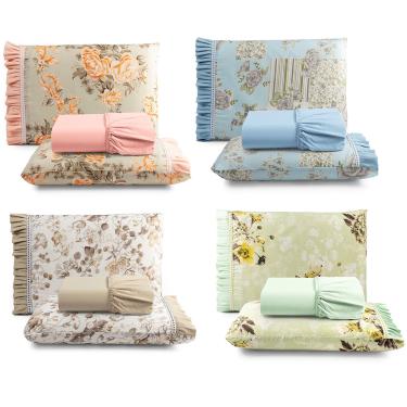 Imagem de Kit Jogo de Cama Lençol Queen Minuano 3 Peças com 4 Unidades - 100% Algodão
