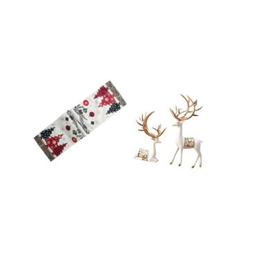 Imagem de Fenteer Toalha de Mesa Festiva com Escultura de Rena Europeia, Decoração de Natal E Inverno, Toalha de Mesa Reutilizável para Café, Estilo Fazenda, Colecionáv