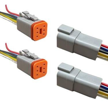 Imagem de Conector elétrico à prova d'água para carro Deutsch de 6 pinos com fio de cabo 17AWG, chicote de fiação macho e fêmea automotivo de 6 vias, trança DT de 6 fios para carros, barcos, caminhões