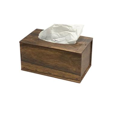 Imagem de Pacote com 6 capas retangulares para caixa de lenços (25,4 x 15,2 x 12,7 cm) Suporte de caixa de lenços de madeira rústica com fundo deslizante cubo para bancadas de mesa, banheiro, quarto, mesa de